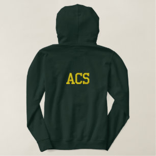 Green and Gold School Colors and Letters Embroidered Hoodie