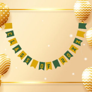 Green and Gold School Colors Class Year Bunting Flags