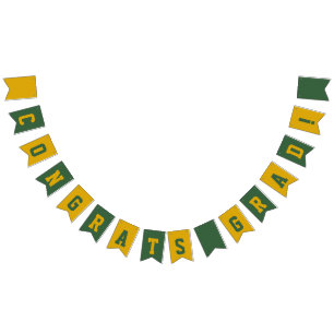Green and Gold School Colors Graduation Bunting Flags