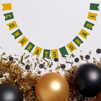 Green and Gold School Colors Graduation Bunting Flags