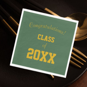Green and Gold School Colors Graduation Napkins