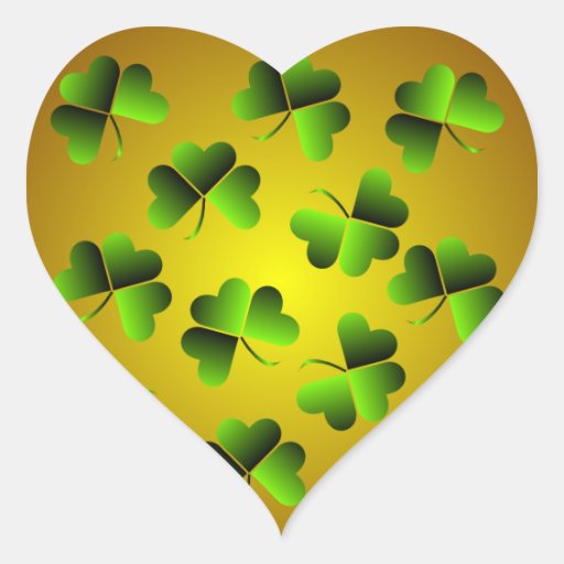 Green and Gold Shamrock Heart Sticker | Zazzle