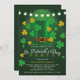 Green And Gold Shamrock St.Patrick's Day Party Invitation