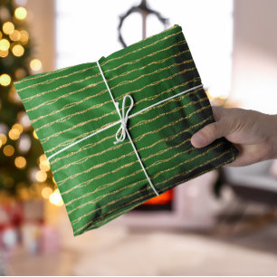 Green and Gold Shimmery Christmas Elegant Holiday Tissue Paper