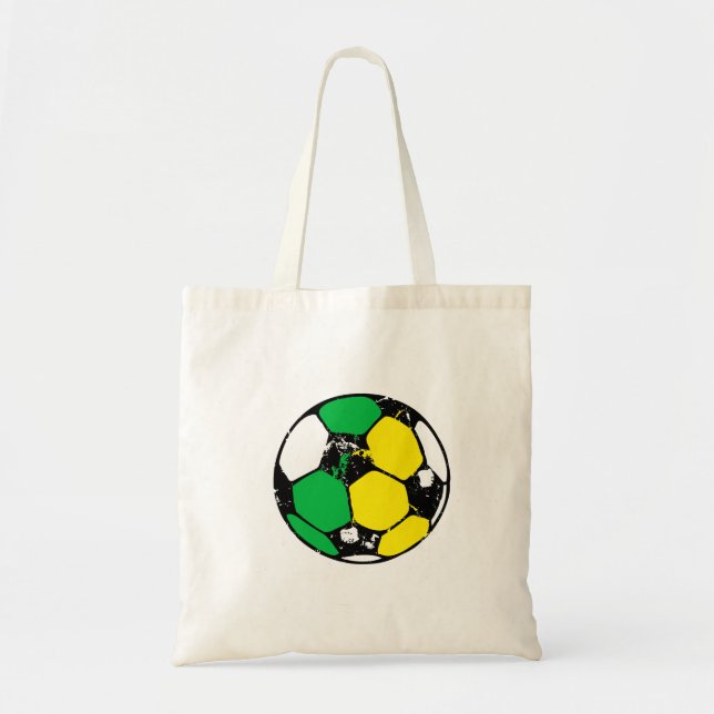 Green and gold soccer ball tote bag (Front)