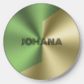 Green and gold split screen metallic design wirele wireless charger  (Front)
