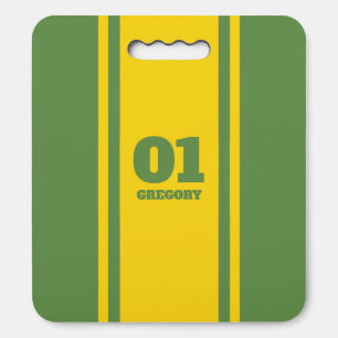 Green and Gold Sports Stripe Name & Number Seat Cushion