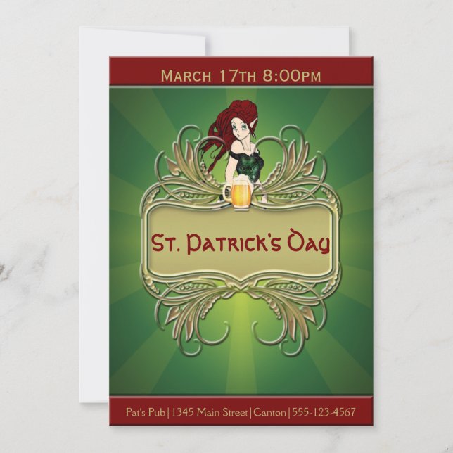 Green and Gold St. Patrick Party Invitation (Front)
