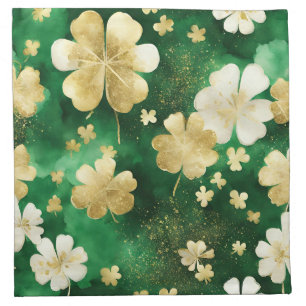 Green and Gold St Patrick's Day Shamrock Cloth Napkin