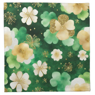 Green and Gold St Patrick's Day Shamrock Cloth Napkin