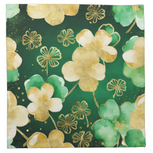 Green and Gold St Patrick's Day Shamrock Cloth Napkin