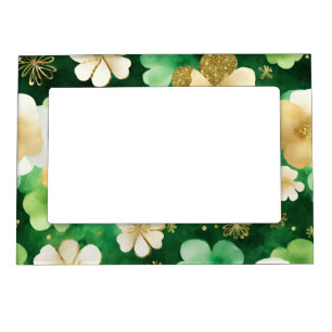Green and Gold St Patrick's Day Shamrock Magnetic Frame