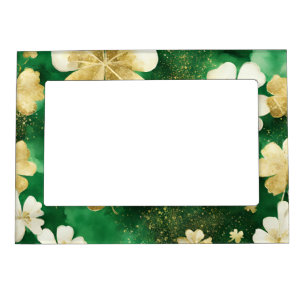 Green and Gold St Patrick's Day Shamrock Magnetic Frame
