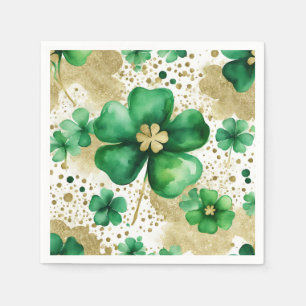 Green and Gold St Patrick's Day Shamrock Napkins