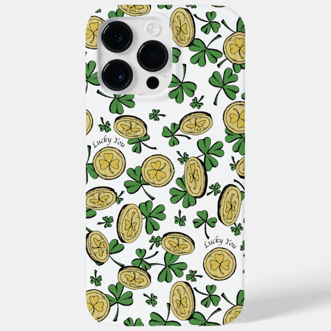 Green and Gold St Patrick's Lucky You Shamrock Case-Mate iPhone Case (Back)
