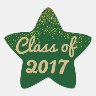 Green and Gold Star Graduation Sticker Template