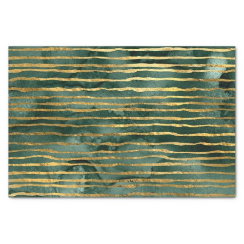 Green and Gold Striped Pattern Tissue Paper