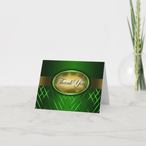 Green and Gold Striped Thank You Card
