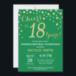 Green and Gold Surprise 18th Birthday Diamond Invitation<br><div class="desc">Surprise 18th Birthday Invitation with Green and Gold Glitter Diamond Background. Gold Confetti. Adult Birthday. Male Men or Women Birthday. For further customization,  please click the "Customize it" button and use our design tool to modify this template.</div>
