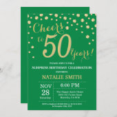 Green and Gold Surprise 50th Birthday Diamond Invitation (Front/Back)