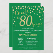 Green and Gold Surprise 80th Birthday Diamond Invitation (Front/Back)