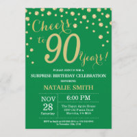 Green and Gold Surprise 90th Birthday Diamond