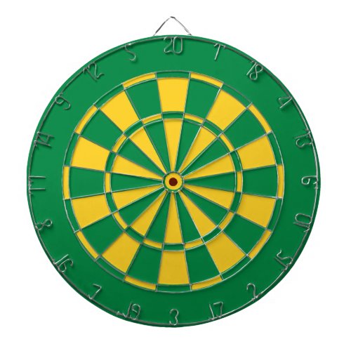 Green and Gold Team Colors Dartboard and Darts