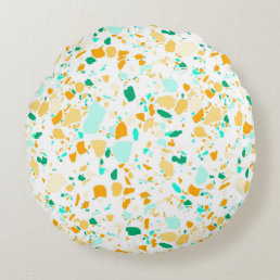 Green and gold terrazzo pattern round pillow