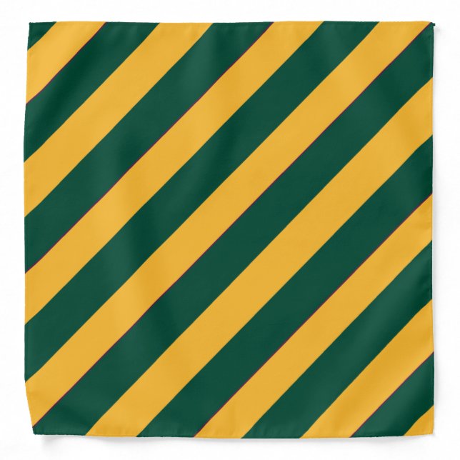 Green and  Gold Texas Striped Bandana (Front)