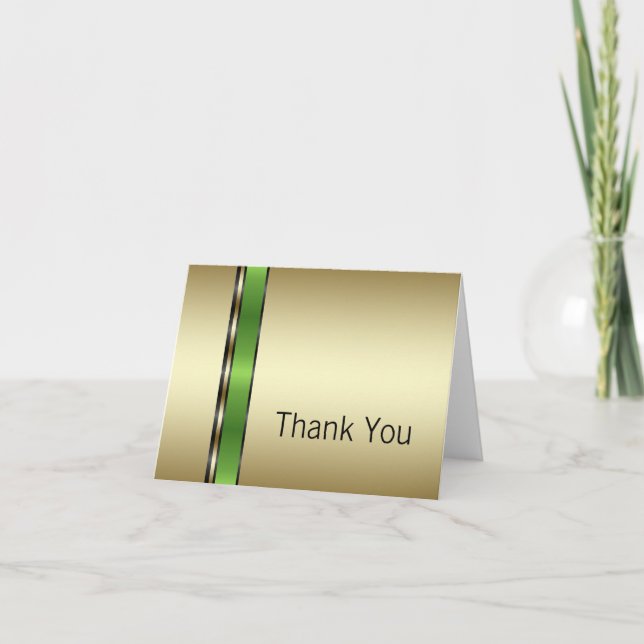 Green and Gold Thank You Cards (Front)