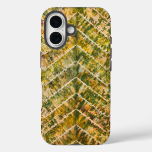 Green and Gold Tie Dye Chevron Pattern iPhone 16 Case