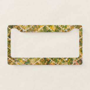 Green and Gold Tie Dye Chevron Pattern License Plate Frame