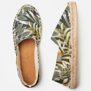 Green and Gold Tropical Leaves   Floral Espadrilles