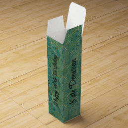 Green and gold tropical palm leaves pattern wine box