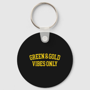 Green And Gold Vibes Only High School Football Tea Keychain