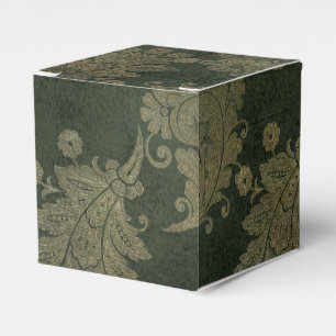 Green and Gold Vintage Damask Favor Boxes
