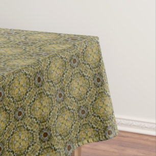 Green and Gold Vintage Knit Pattern Tablecloth