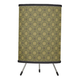 Green, and Gold Vintage Knit Pattern Tripod Lamp