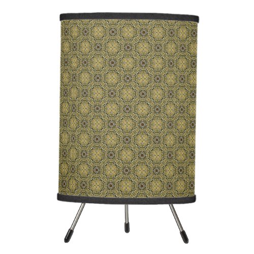 Green and Gold Vintage Knit Pattern Tripod Lamp