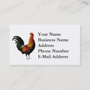 Green And Gold Vintage Rooster Painting Business Card by CorgisandThings at Zazzle