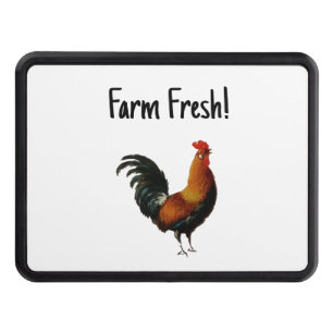 Green and Gold Vintage Rooster Painting Hitch Cover
