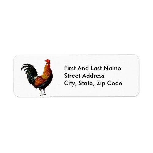 Green and Gold Vintage Rooster Painting Label