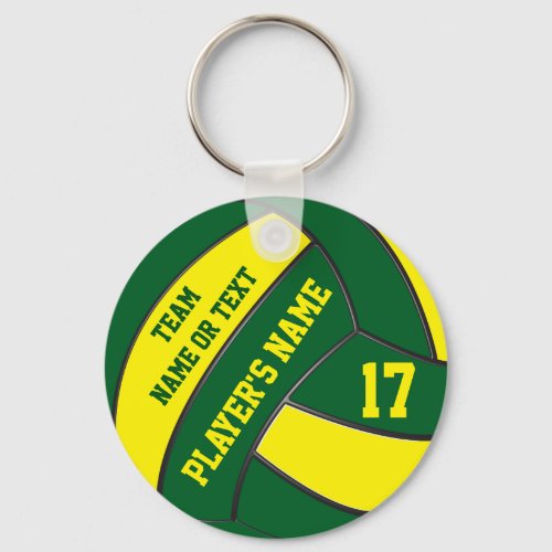 Green and Gold Volleyball Keychains PERSONALIZED