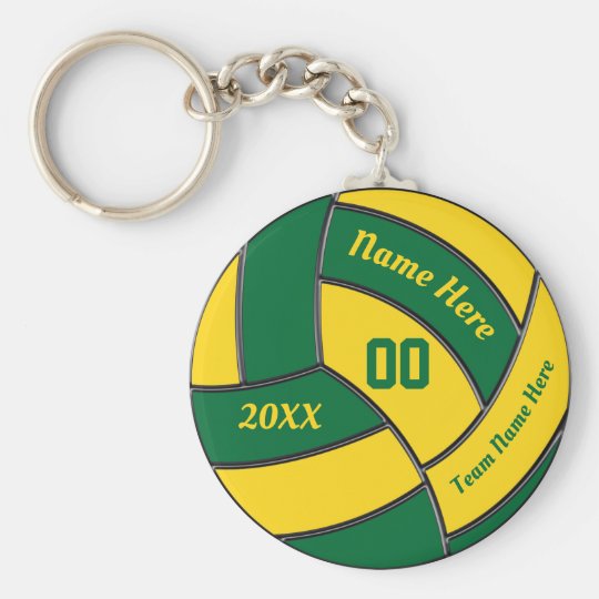 Green and Gold Volleyball Party Favors Keychains