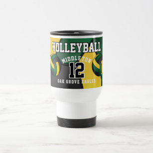 Green and Gold  Volleyball Sport Travel Mug