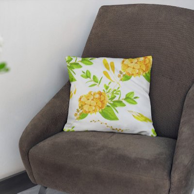 Green and Gold Watercolor Flowers