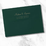 Green and Gold Wedding 5x7 Envelope<br><div class="desc">A customizable green and gold 5X7 envelope. This personalized green envelope is a classy way to send invitations. 
Personalize this design with your own return address on the back flap. Perfect for birthday,  wedding,  bachelorette party,  bridal shower or baby shower.</div>