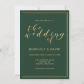 Green and Gold  Wedding Invitation (Front)