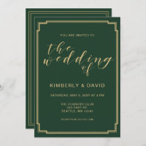 Green and Gold  Wedding Invitation