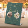 Green And Gold Wedding Pet Dog Signature Drinks Pedestal Sign